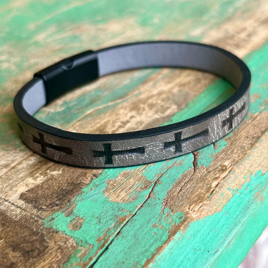 Imitation Leather Cross Bracelet