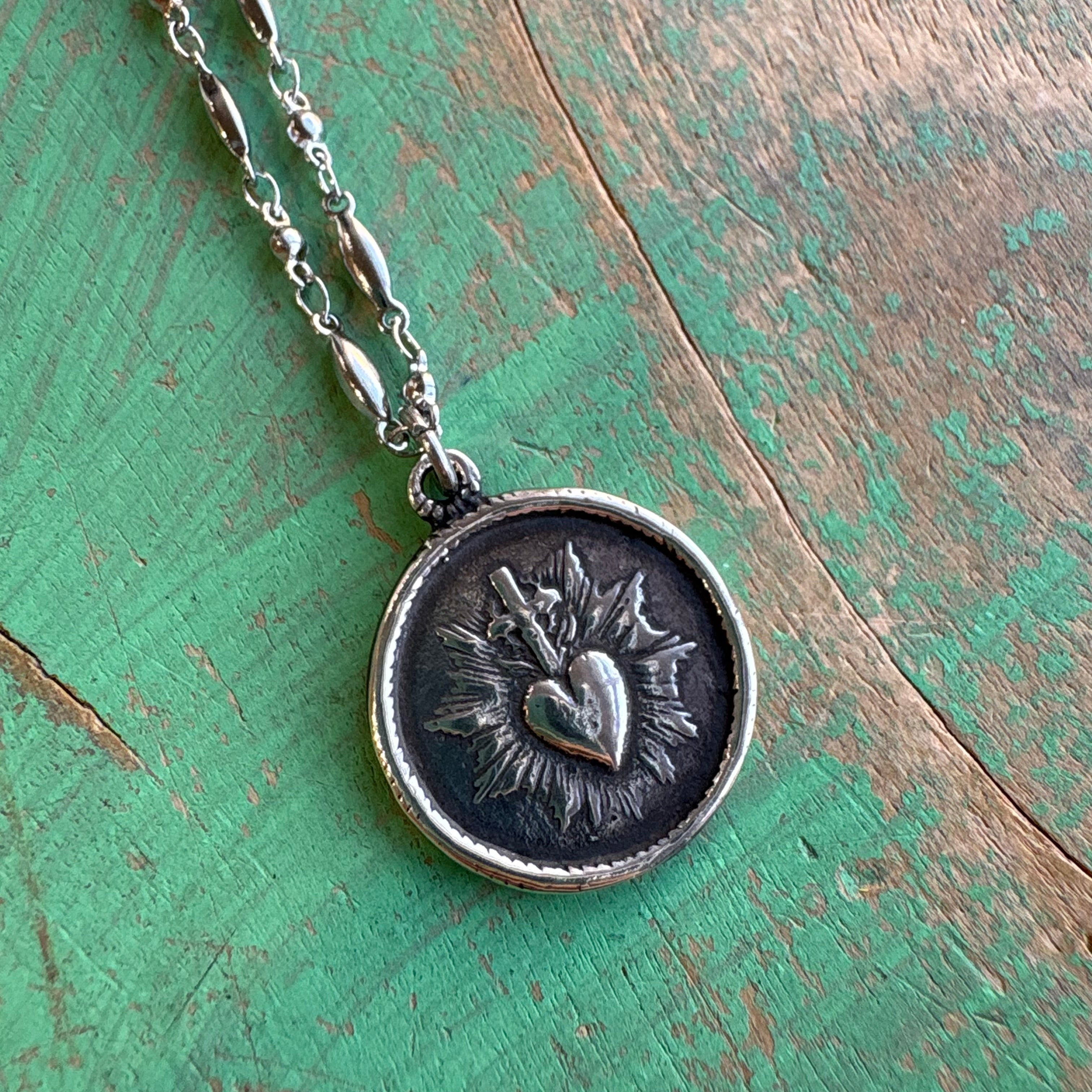 Double Sided Sacred Heart Necklace