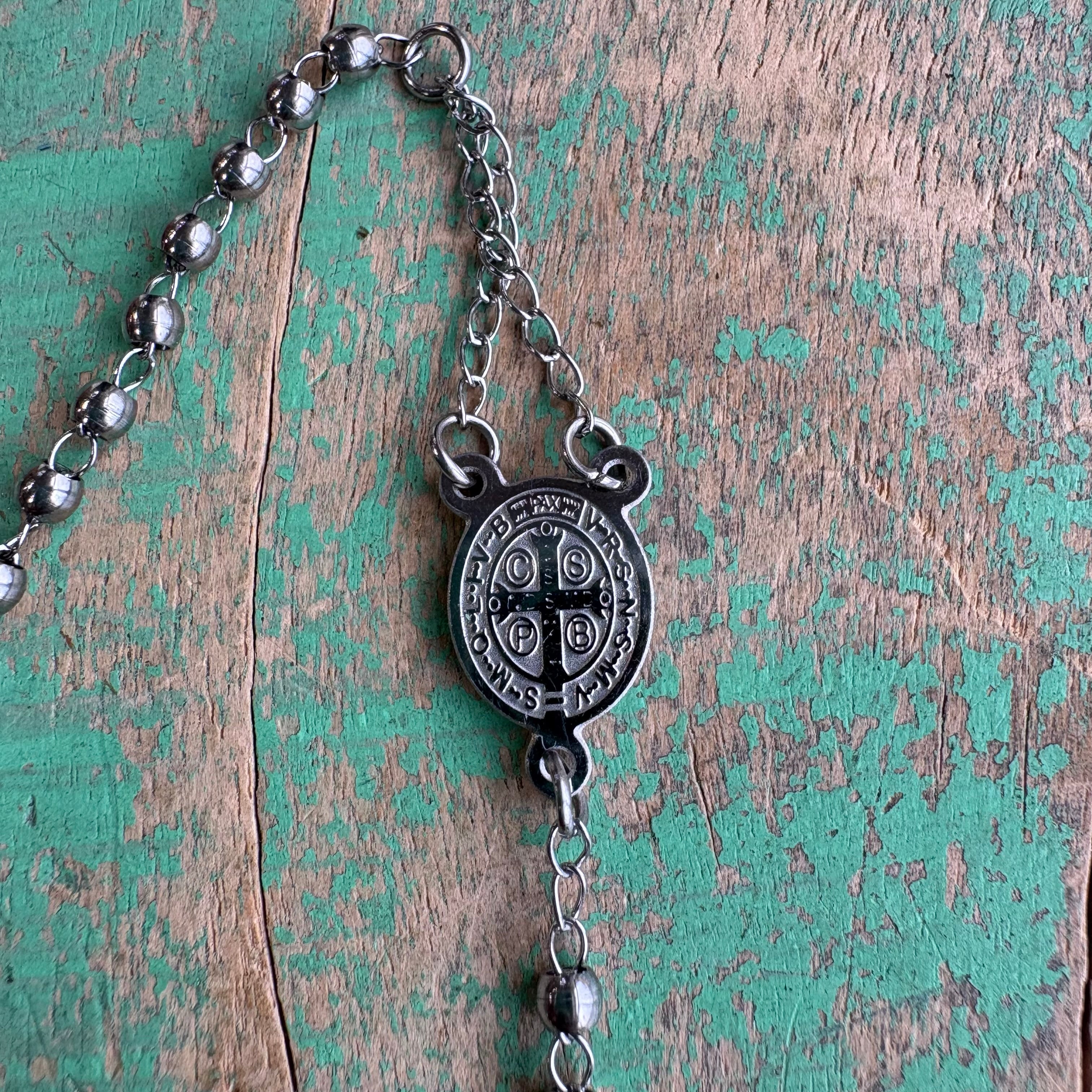 Stainless Steel Two Decade Rosary Bracelet