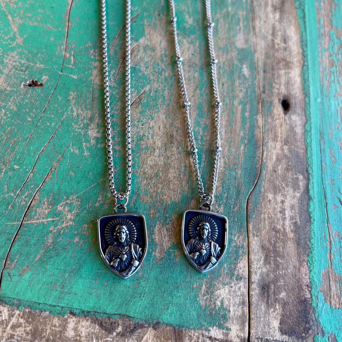 Sacred Heart of Jesus Shield Necklace