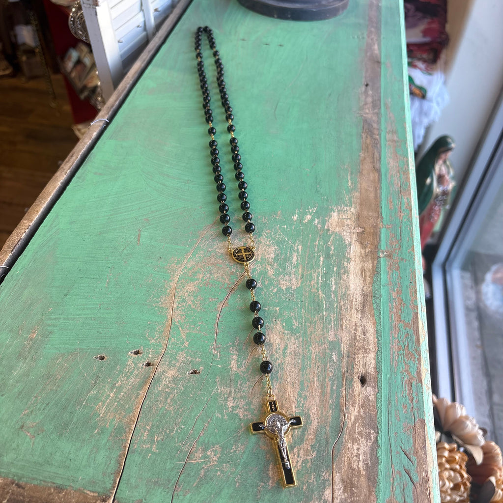Glass Bead St Benedict Rosary