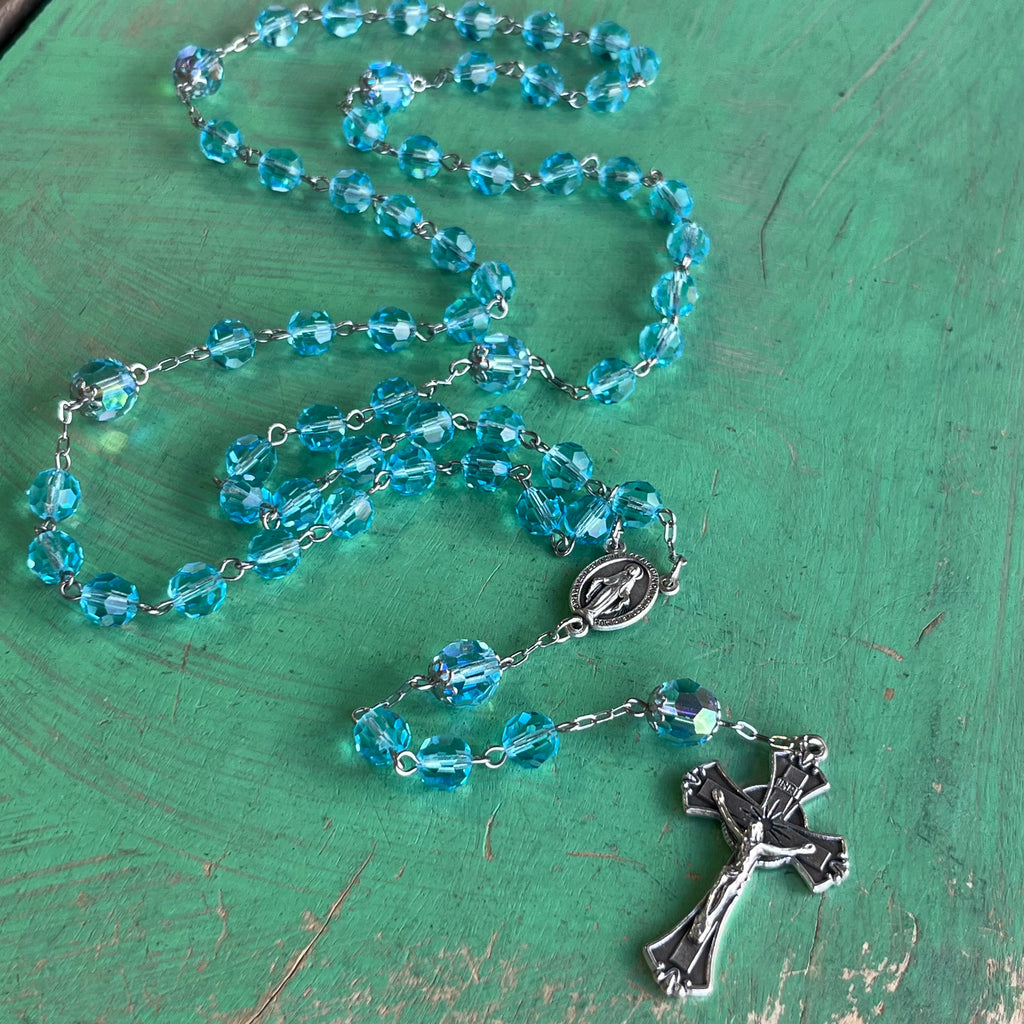 Preciosa Aquamarine Crystal Rosary