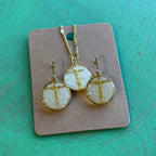 White Mosaic Crucifix Necklace or Earrings