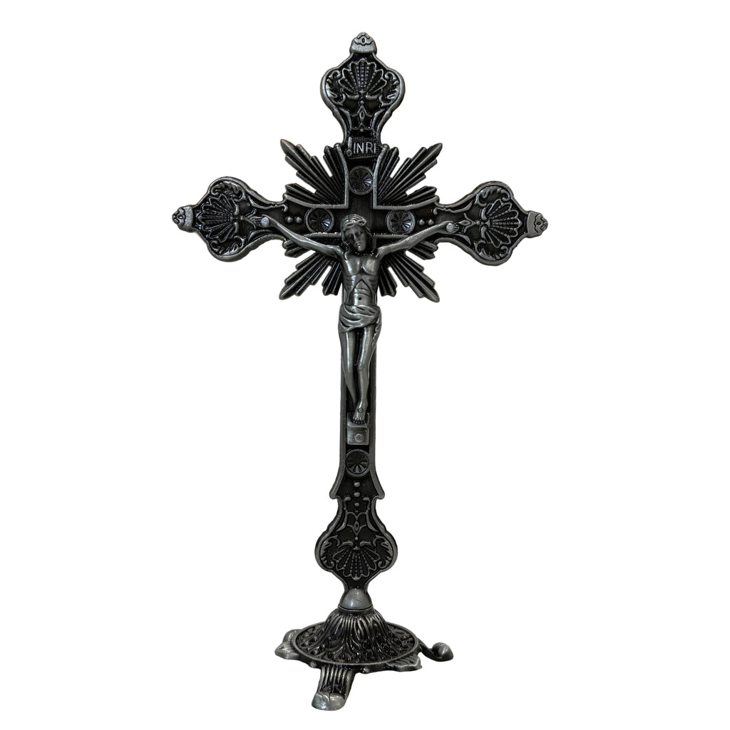 Standing Silver 9" Crucifix