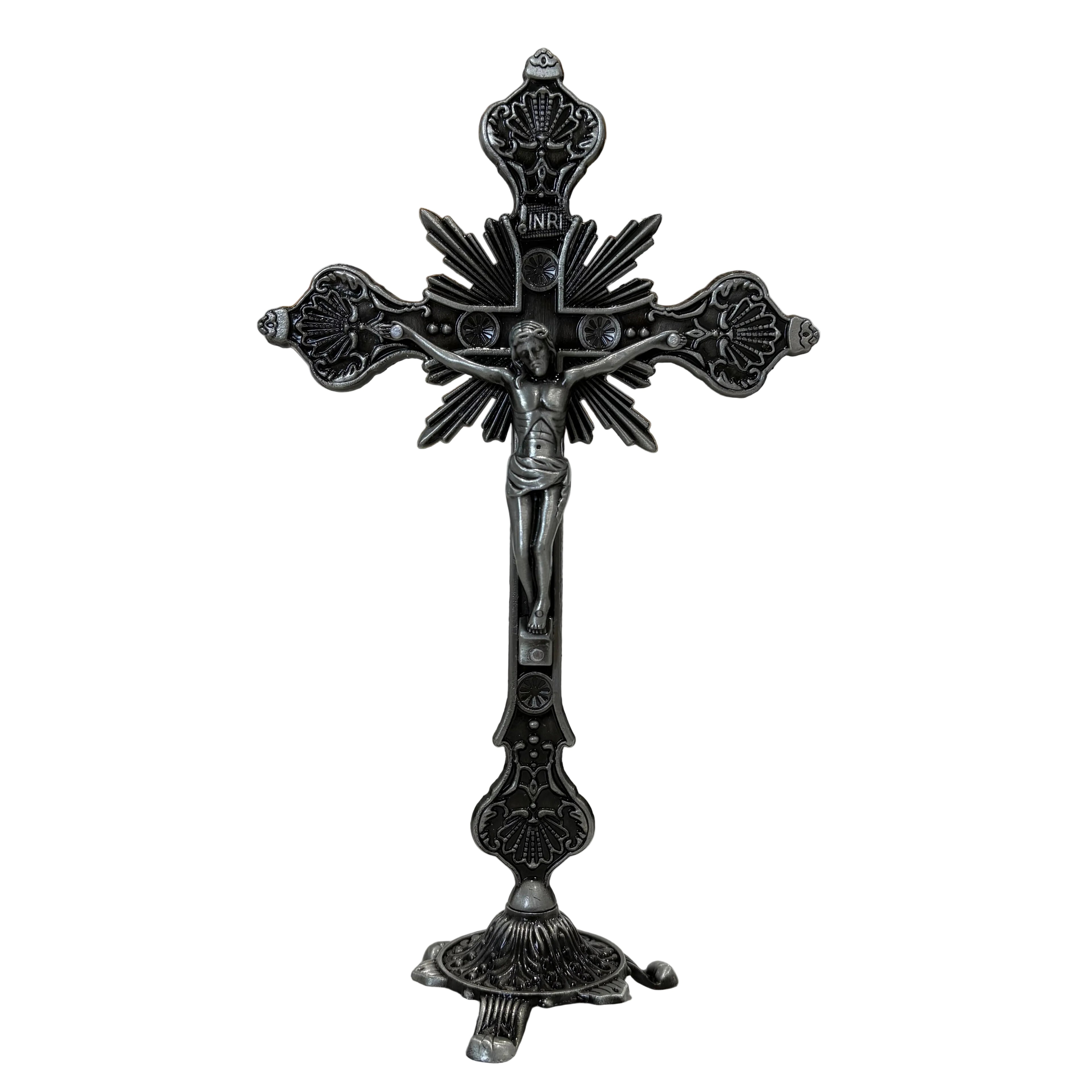 Standing Silver 9" Crucifix