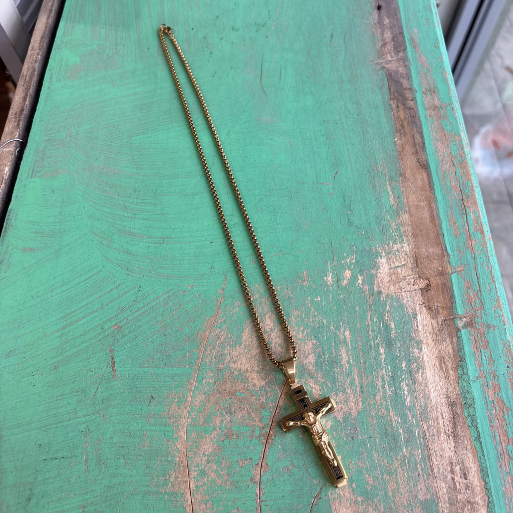 Gold Crucifix Chain Necklace