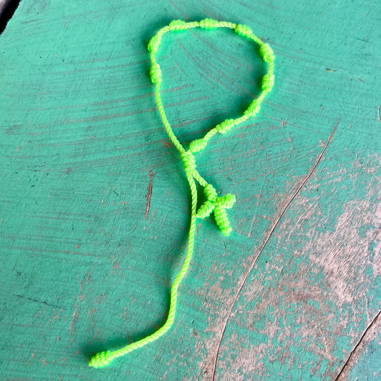 Knotted Cord Rosary Decade Adjustable Bracelet