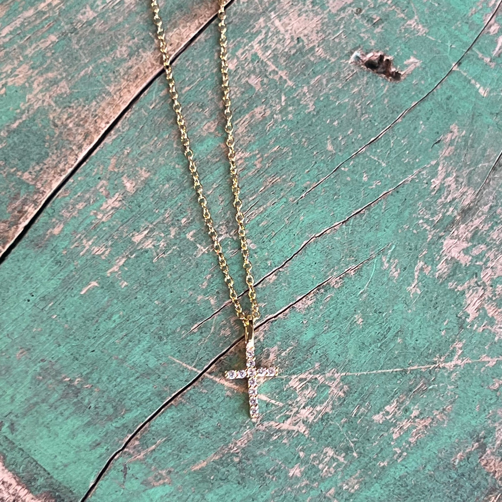 Mini CZ Thin Cross Necklace