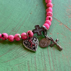 Breast Cancer Awareness Rosary Wrap Bracelet