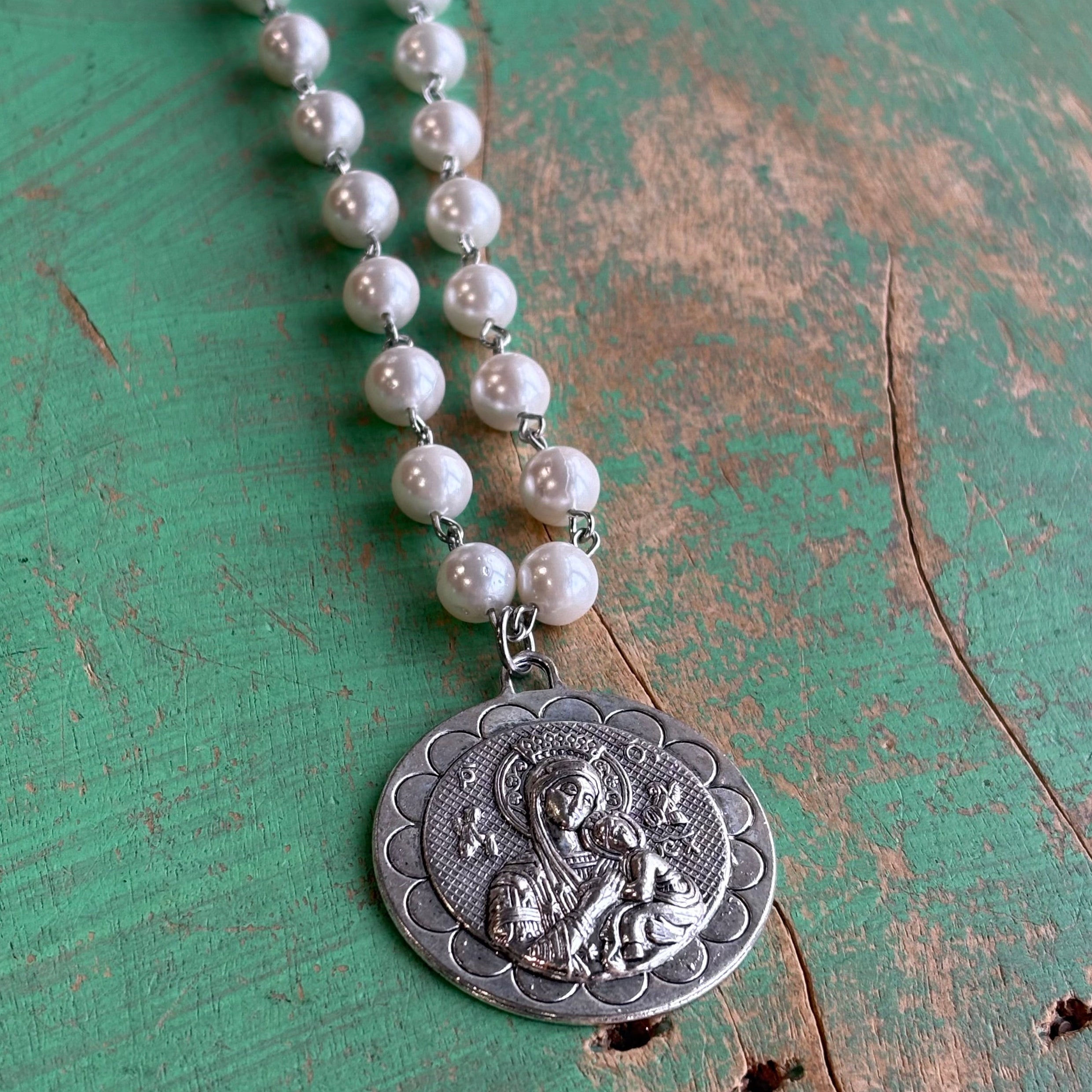 Our Lady of Perpetual Help Pearl Necklace