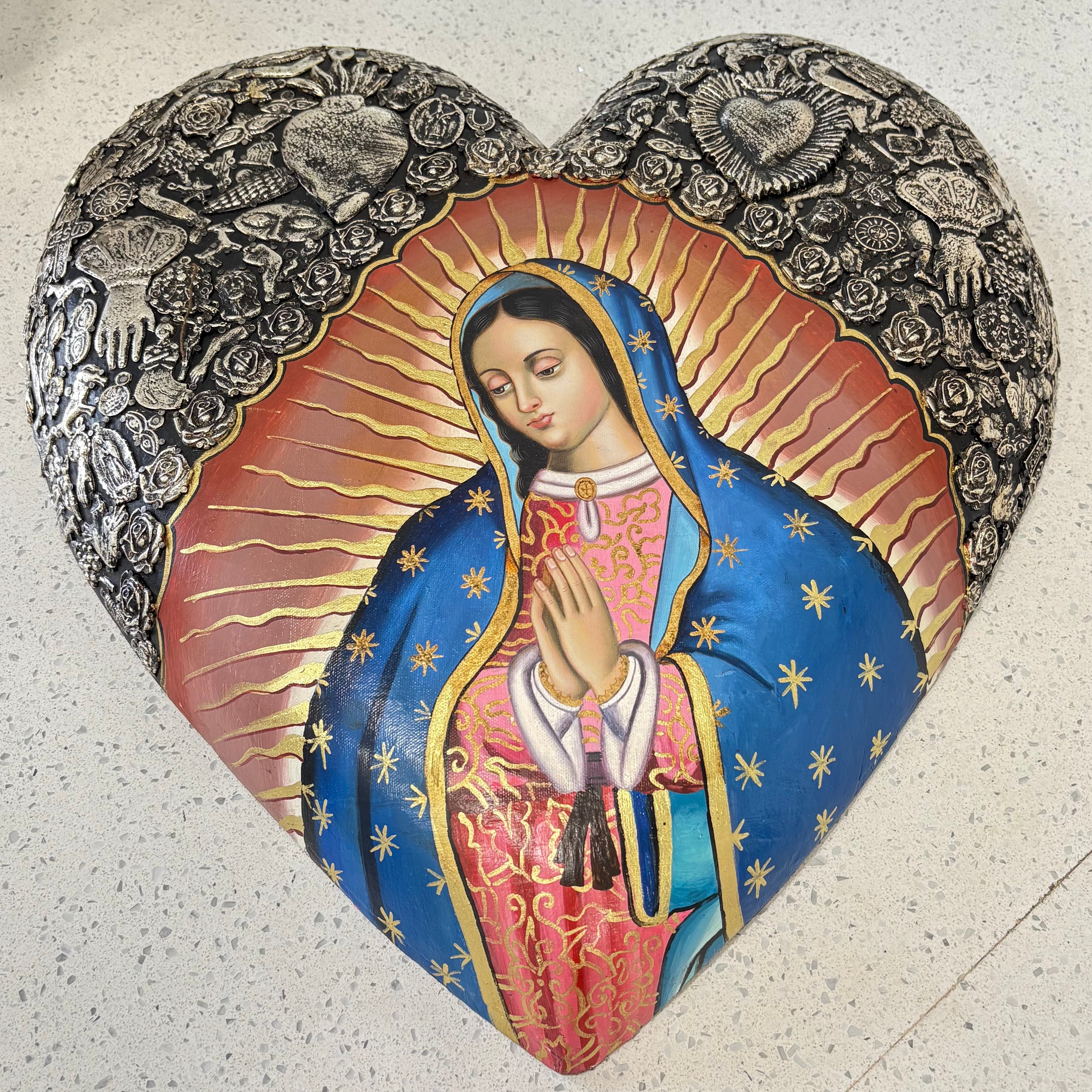 XL Hand Painted OLG Milagros Heart