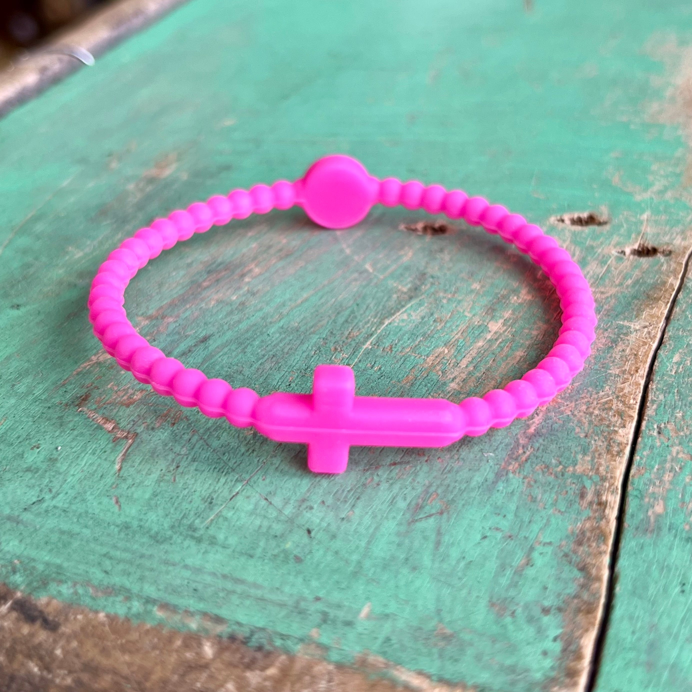 Silicone Side Cross Beaded Bracelet