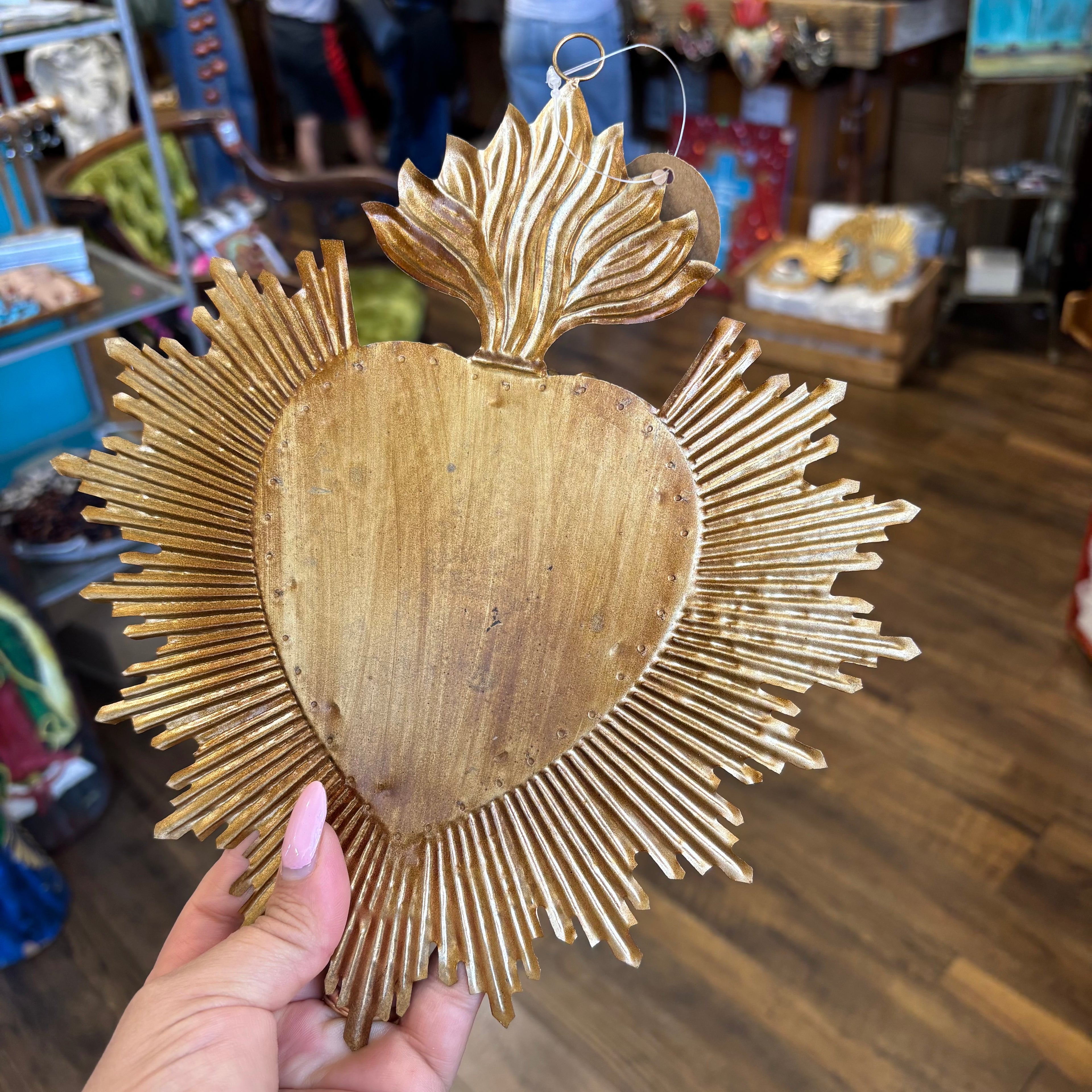 Jeweled Rays Gold Sacred Heart Mirror
