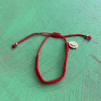 Red Braided Cord Adjustable Bracelet with Miraculous Medal