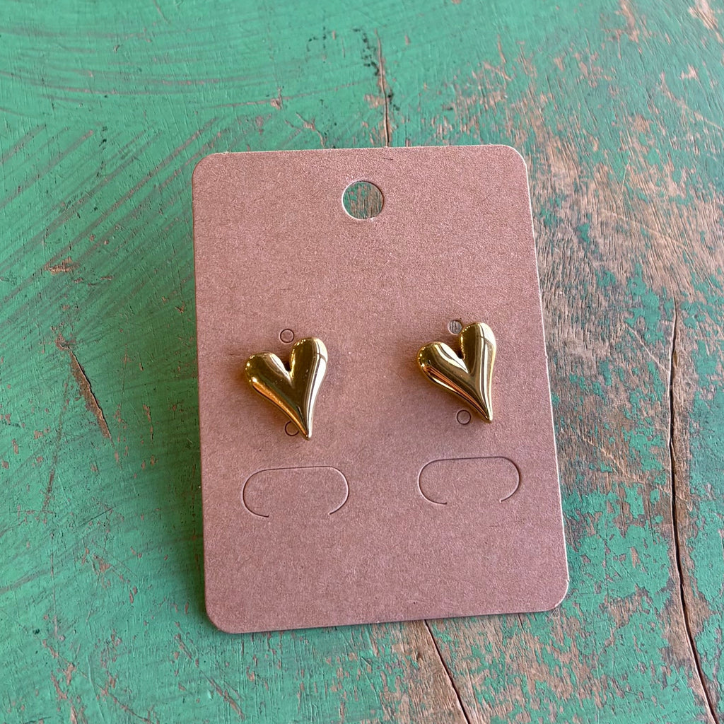 Stainless Steel Puffy Heart Post Earrings