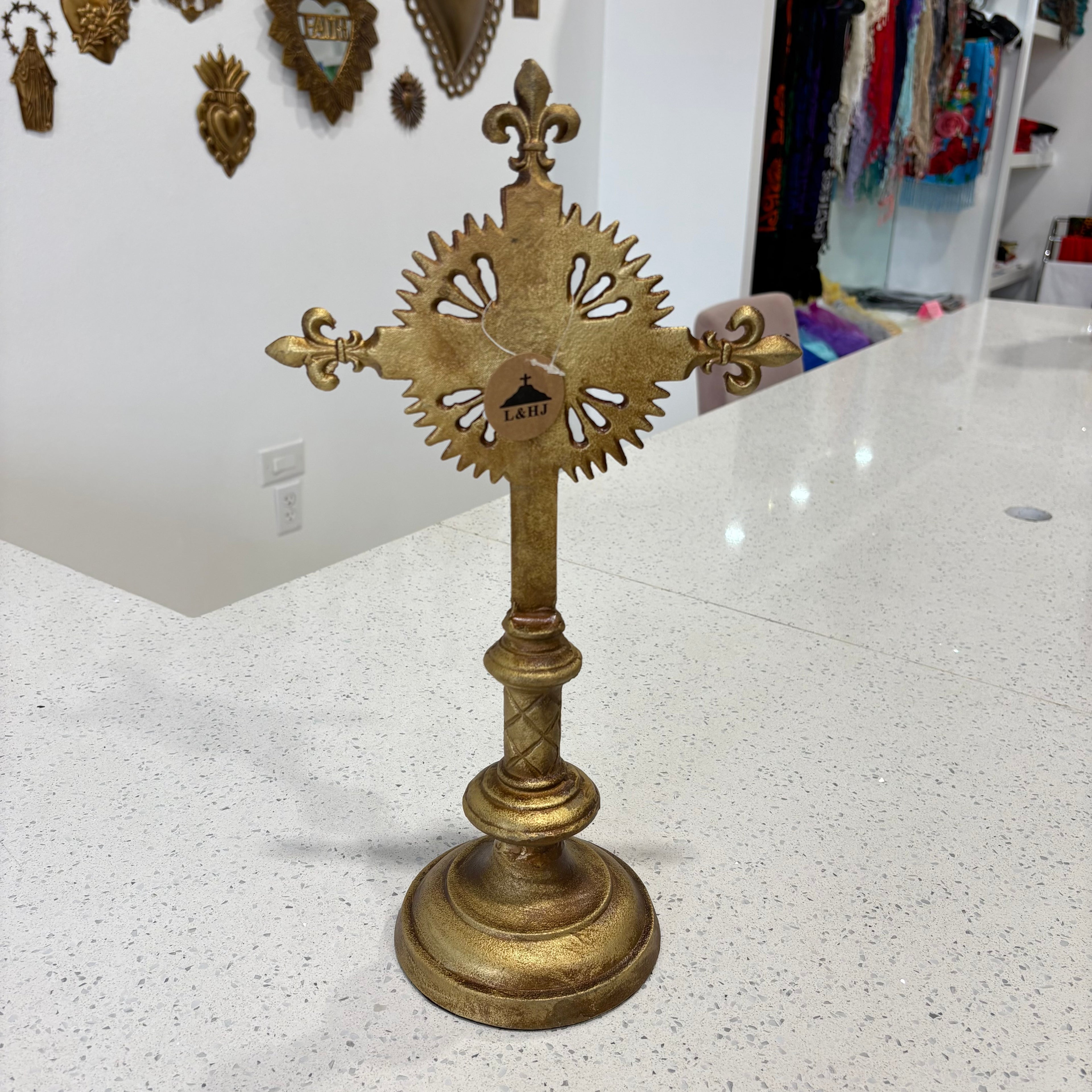 Large Standing Gold Crucifix