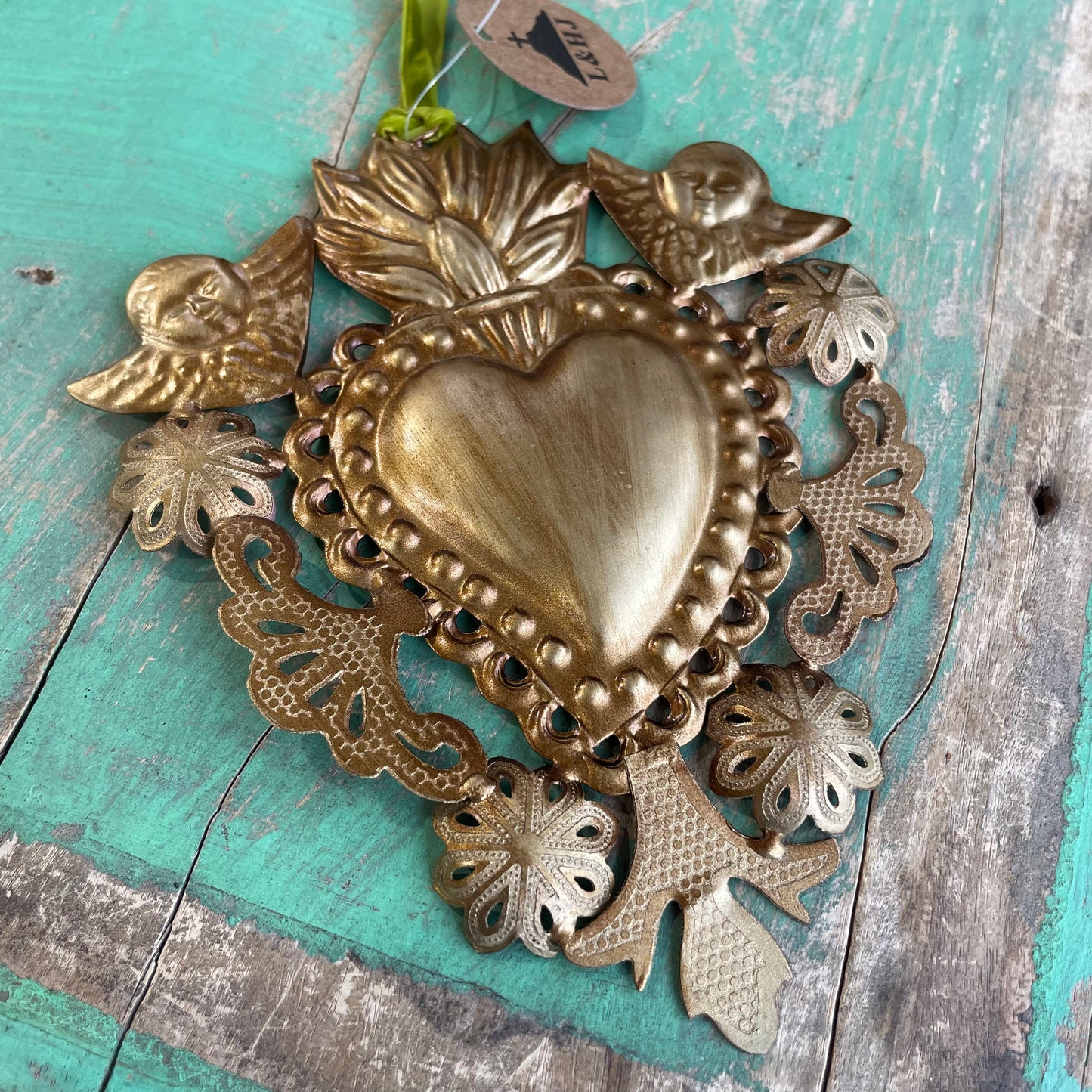 Cutout Brass Sacred Heart Ornaments