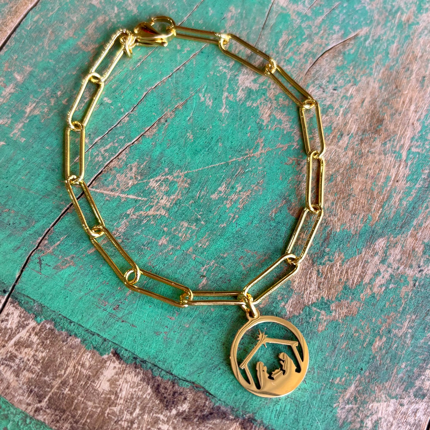 Nativity Stainless Steel Paper Clip Bracelet