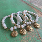 Milky Agate St Benedict Bubble Bracelet