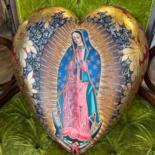 XL Hand Painted OLG Milagros Heart