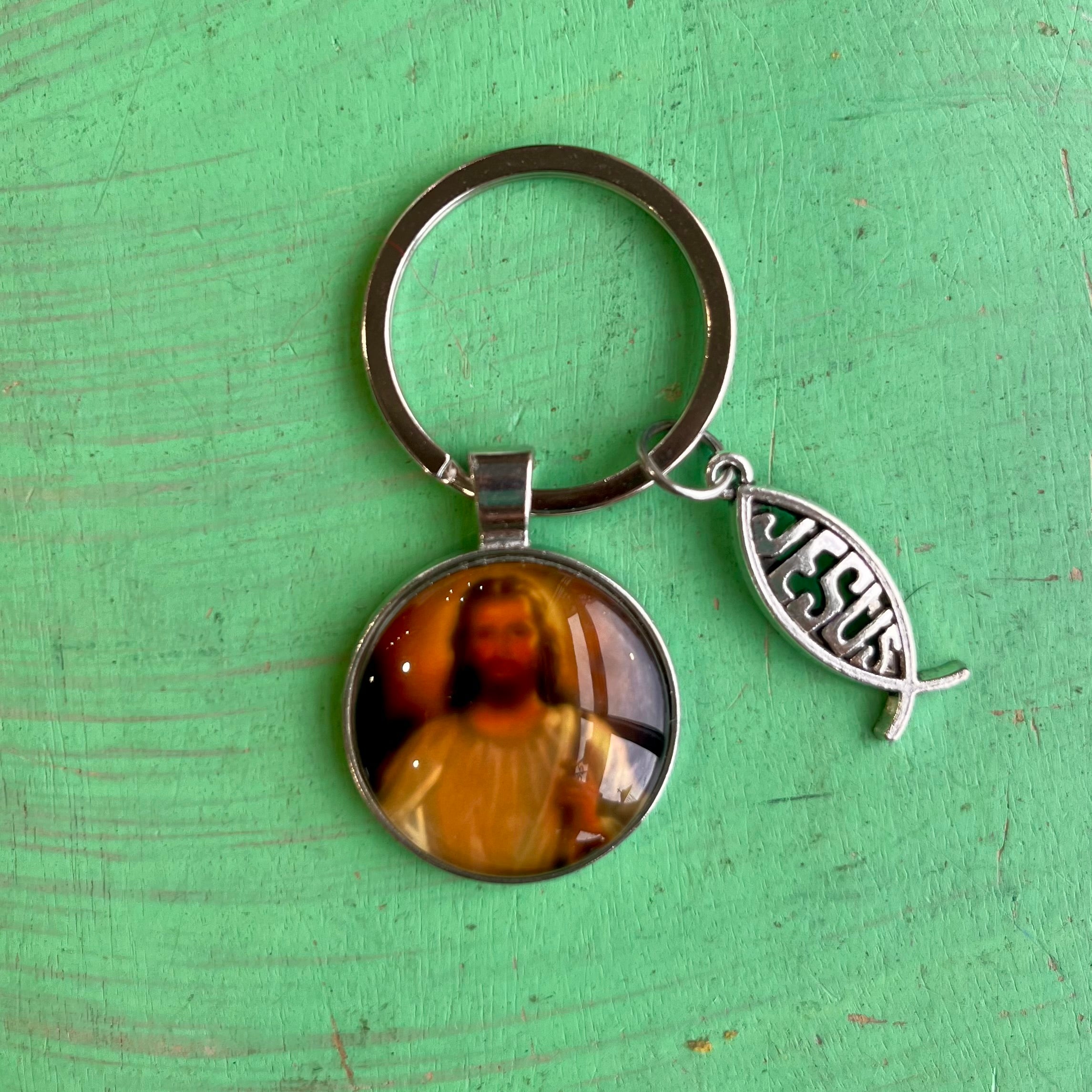 Image of Jesus and Fish Keychain