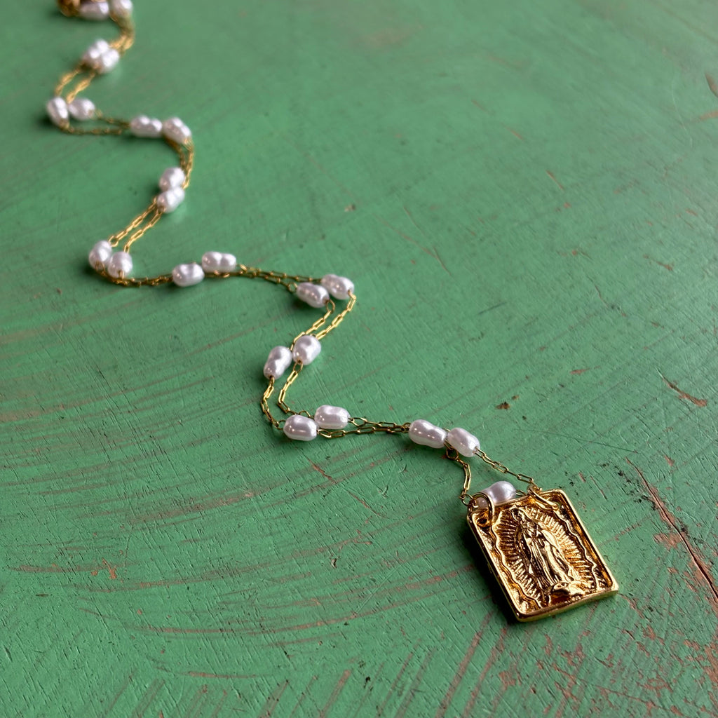 Gold OLG Pearl Chain Necklace