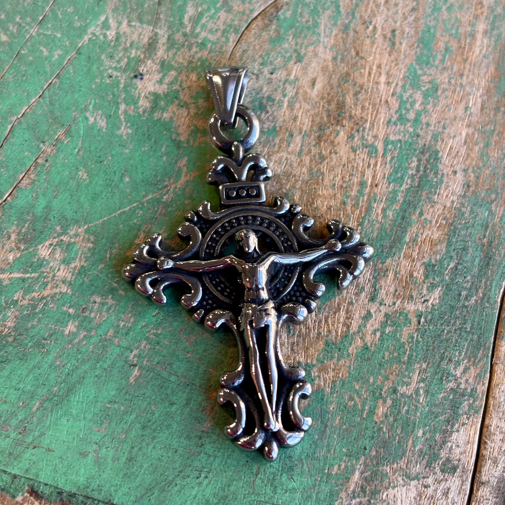 Stainless Steel Fancy Crucifix Pendant