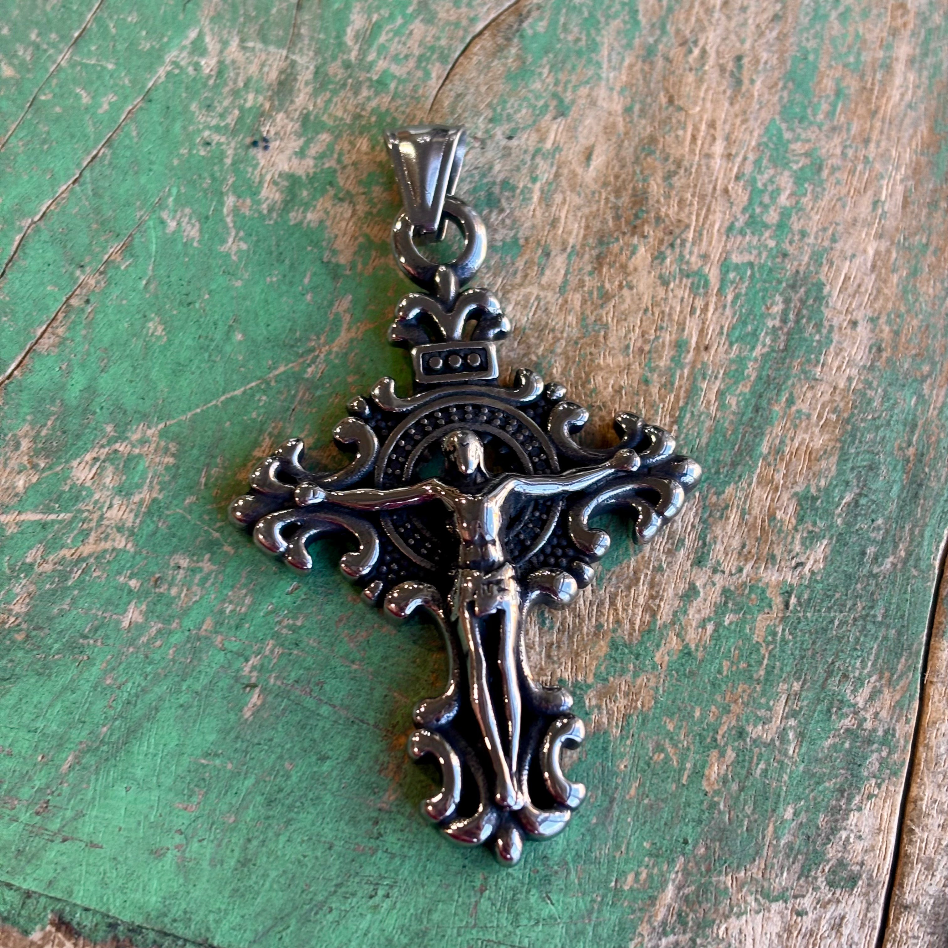 Stainless Steel Fancy Crucifix Pendant