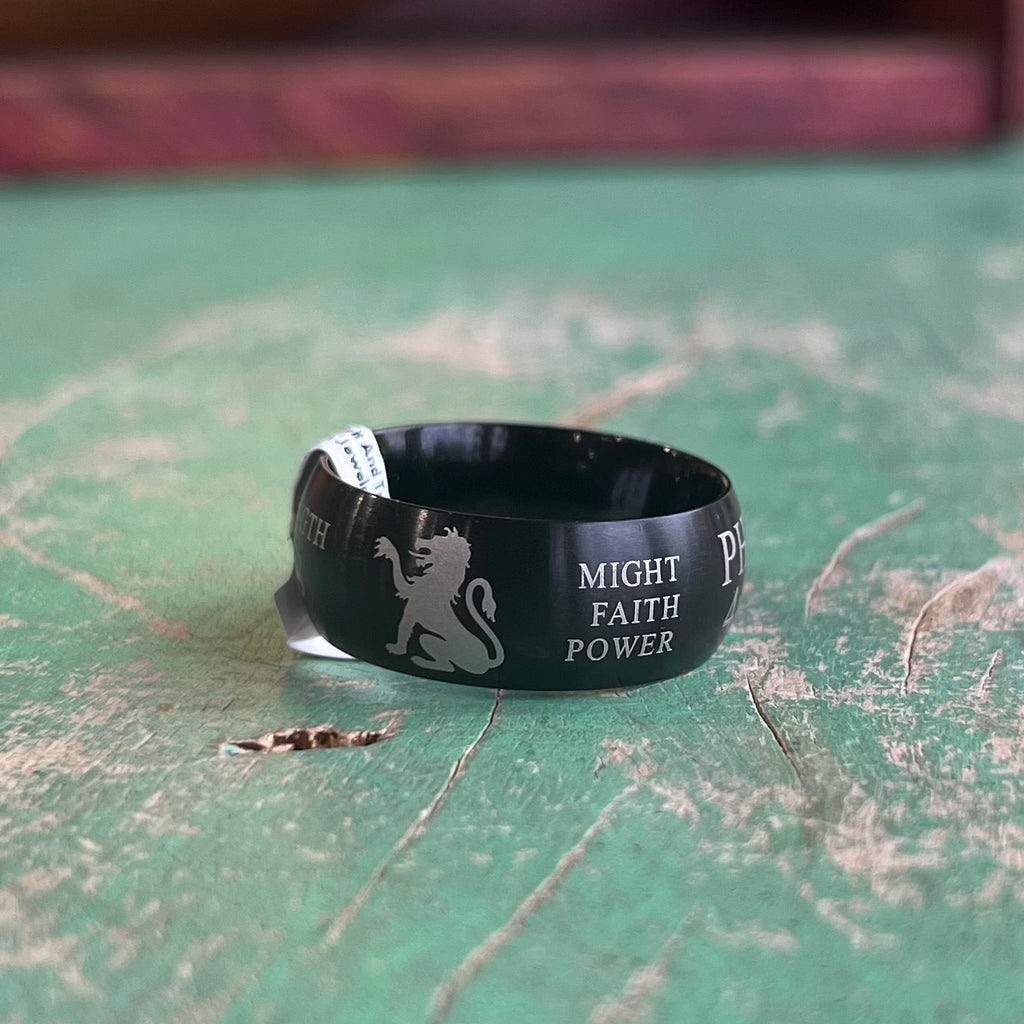 Black "Christ My Strength" Guardian Ring