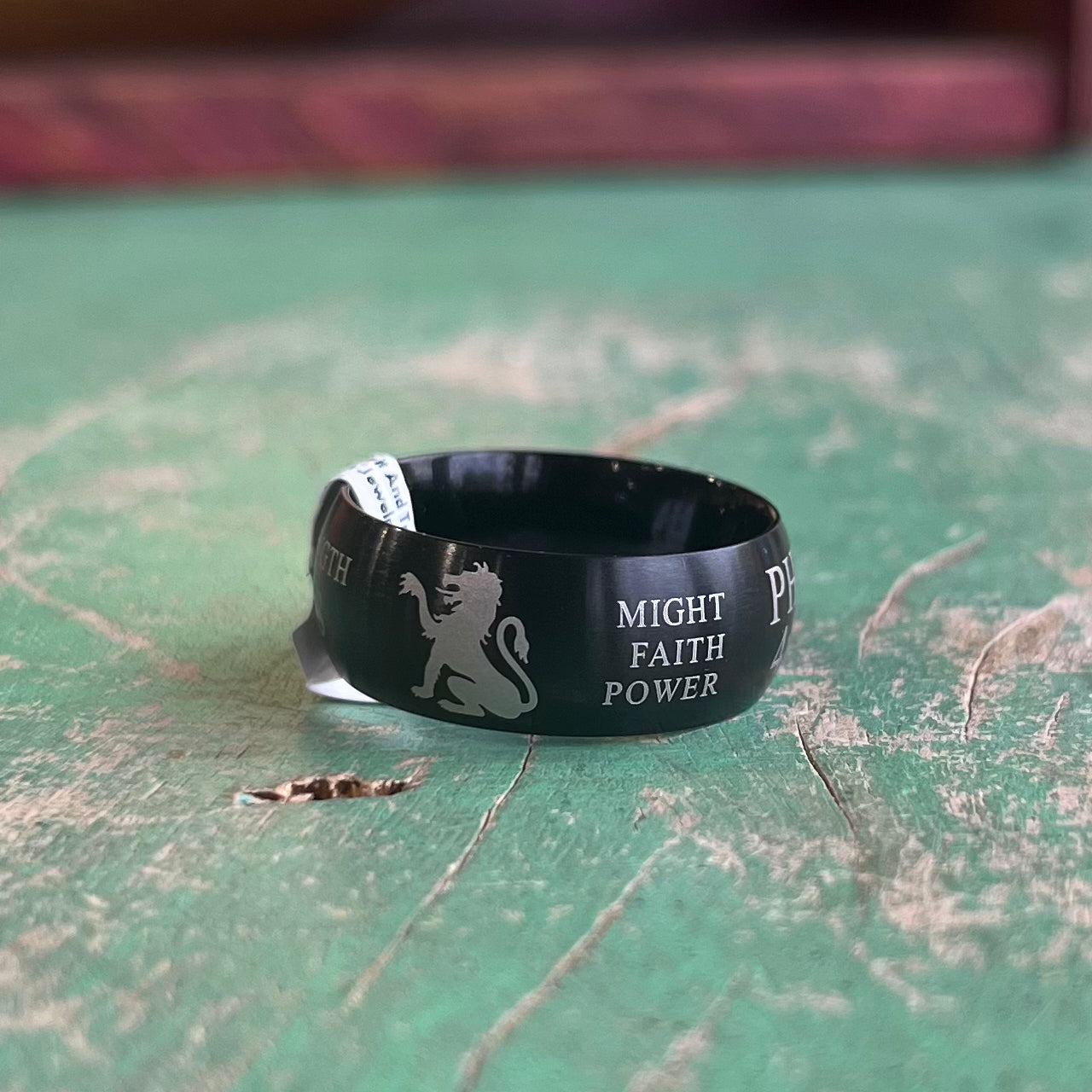 Black "Christ My Strength" Guardian Ring