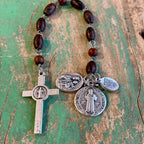 Wood Linked Decade Rosary with 3 Medals