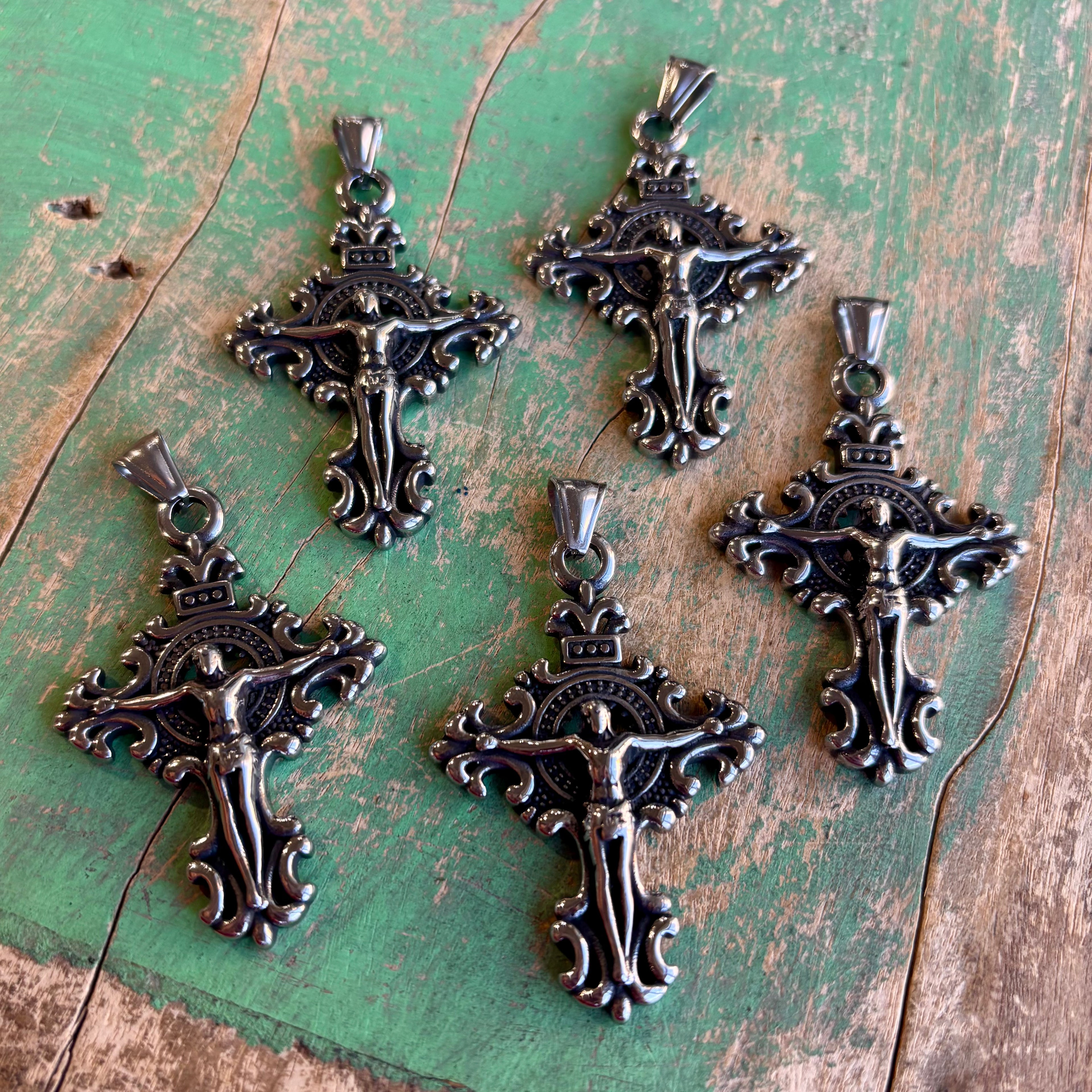 Stainless Steel Fancy Crucifix Pendant