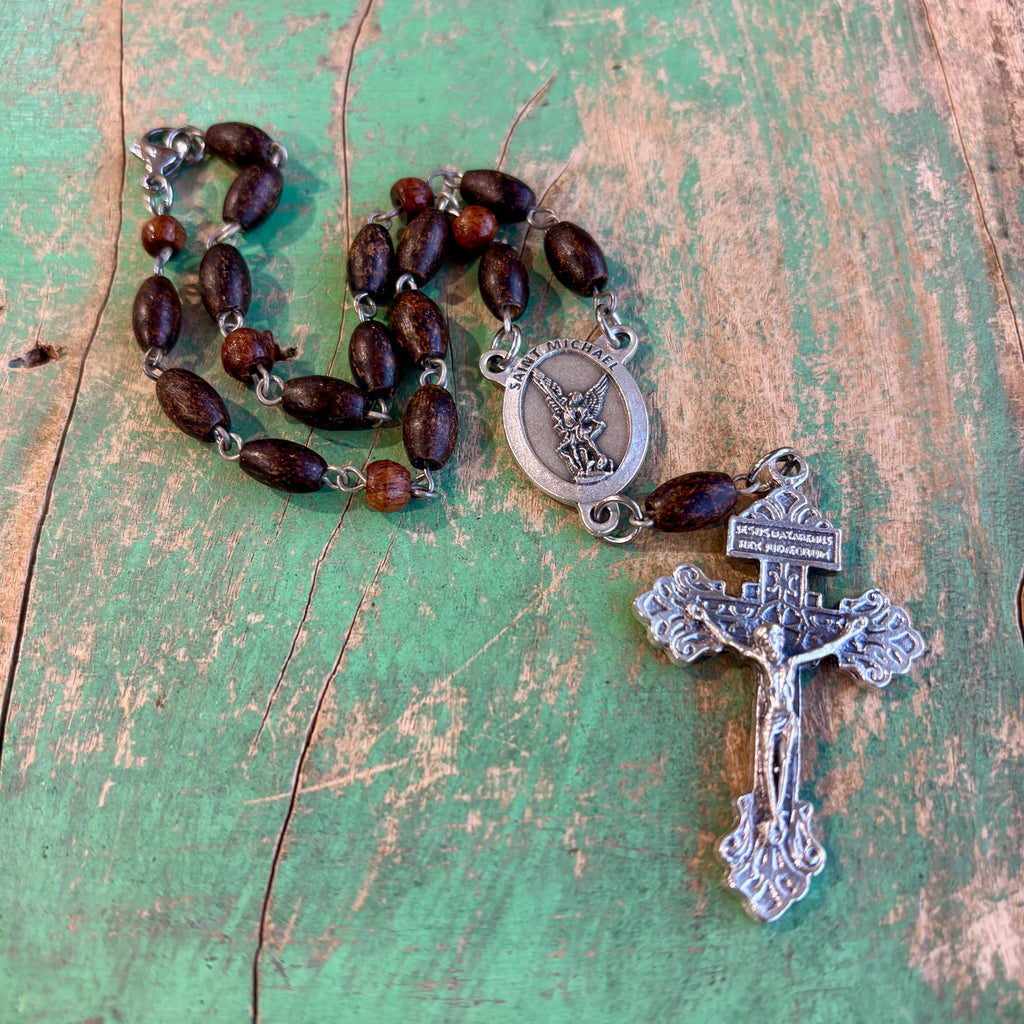 Wood Linked St Michael Decade Rosary