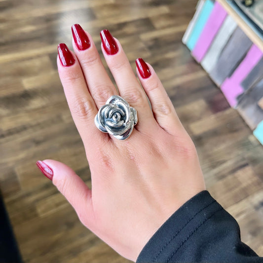 Sterling Silver Rose Ring