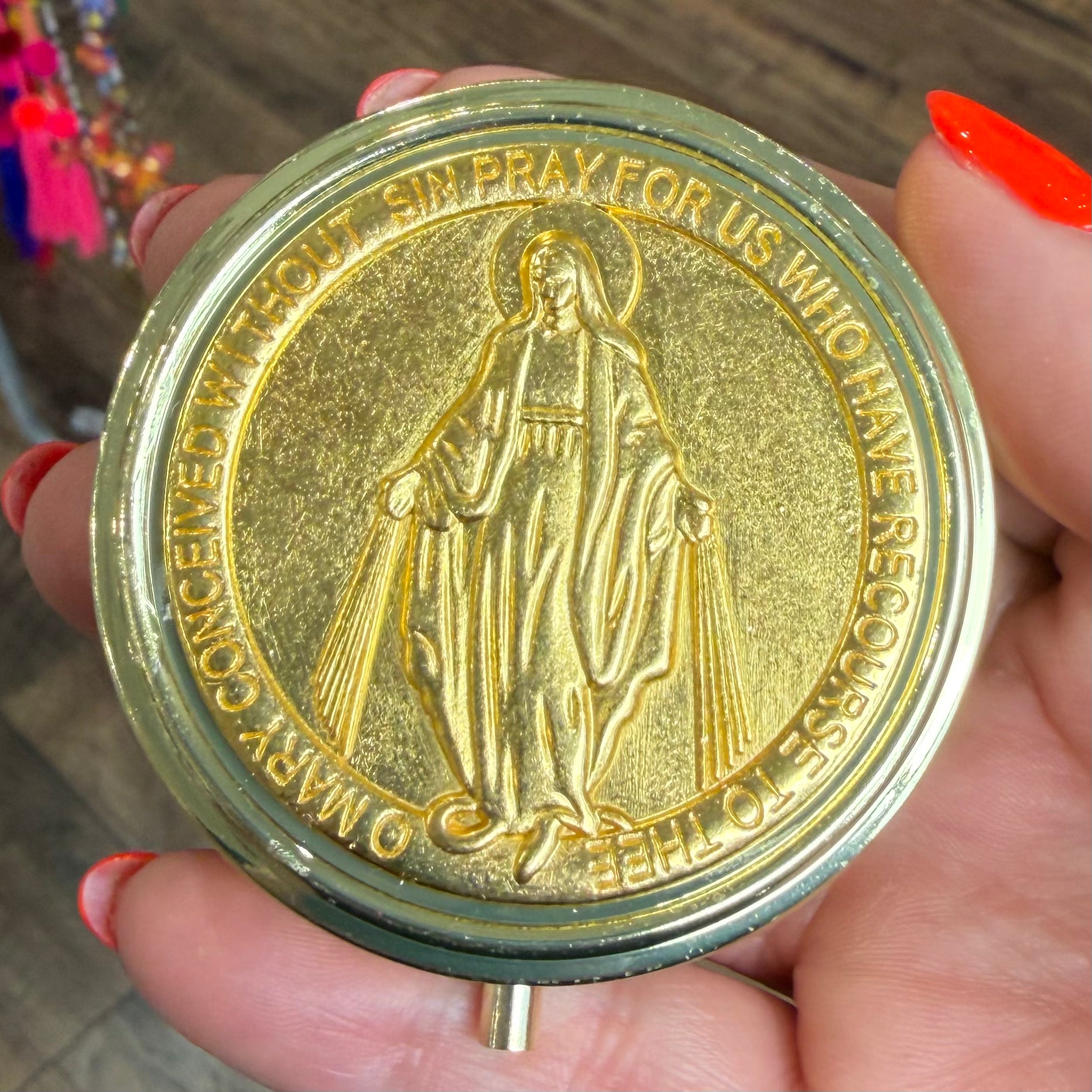 Metal Pyx Box - 2" With Sacred Images