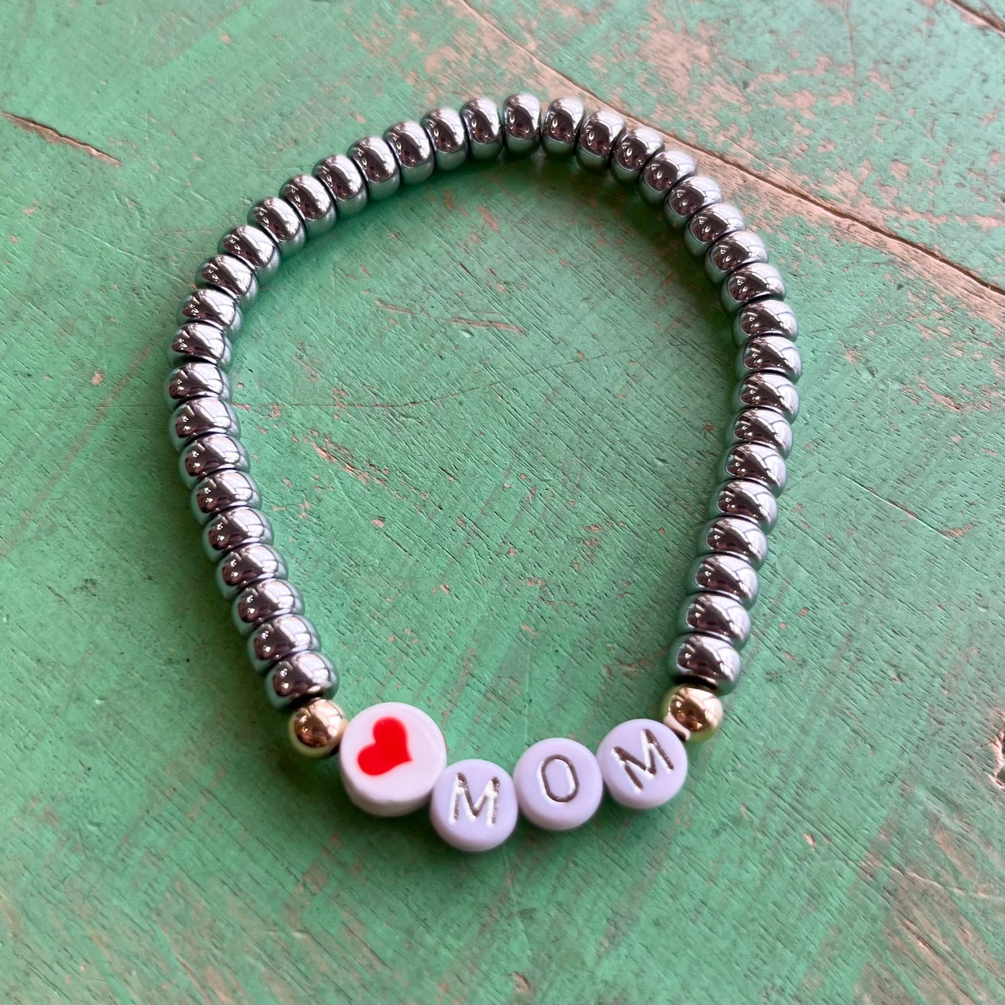 Hematite Love Mom Bracelet