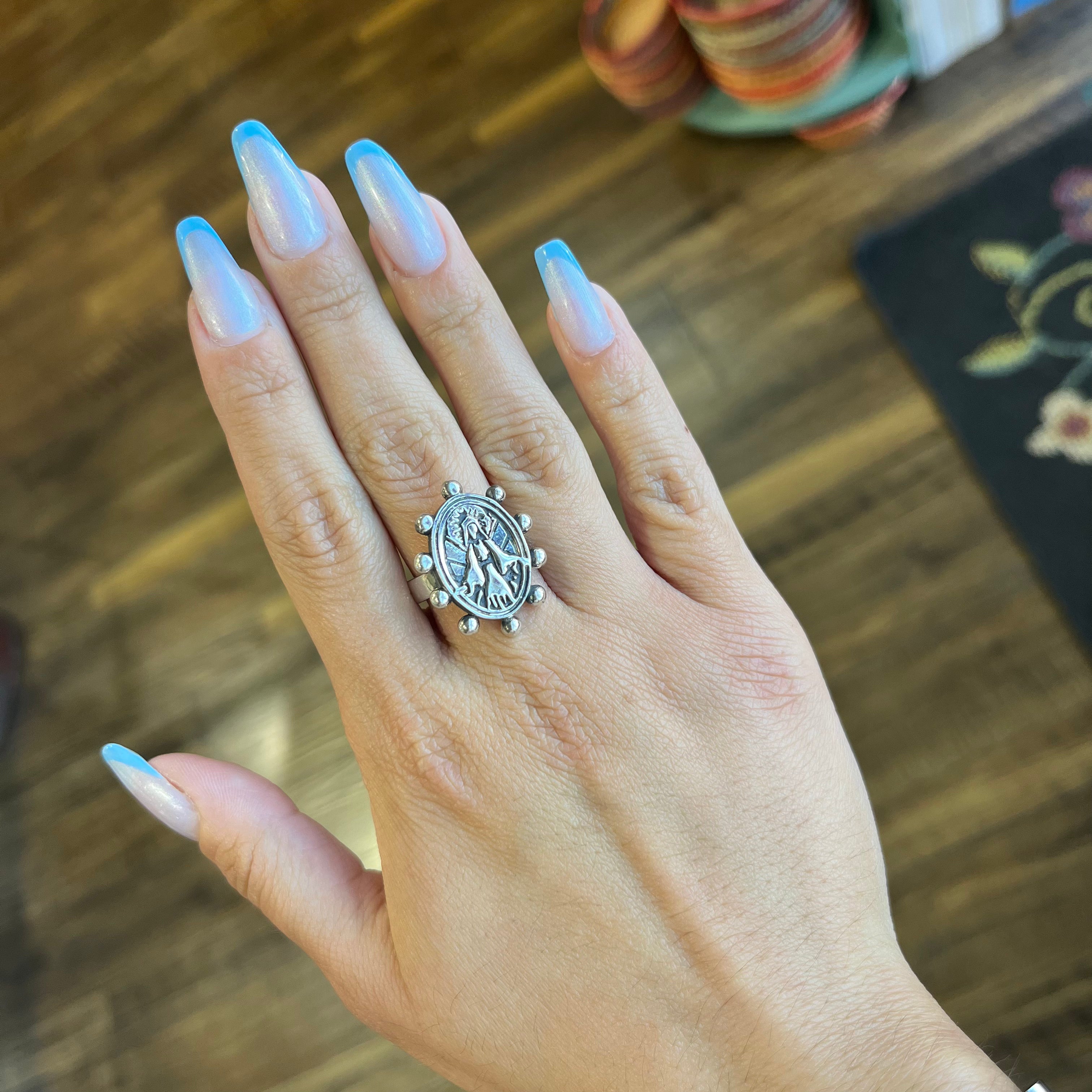 Sterling Silver Miraculous Rosary Ring