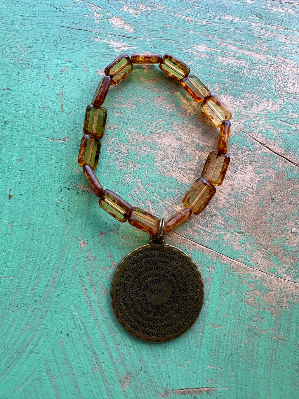 Czech Glass Bronze Big Medal Bracelets