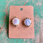 Multicolor CZ Freshwater Pearl Sun Stud Earrings