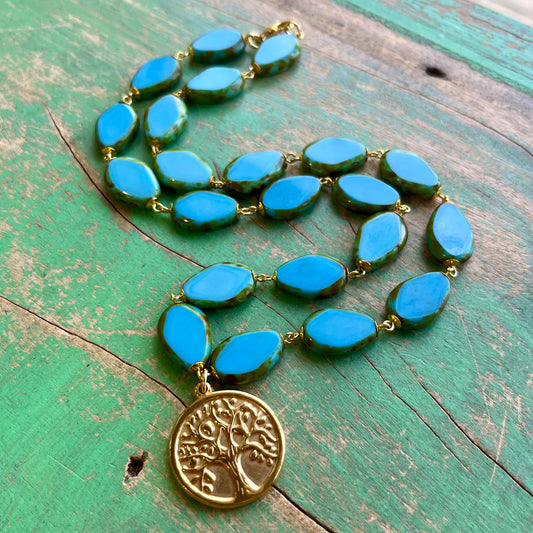 Turquoise and Gold Tree of Life Set