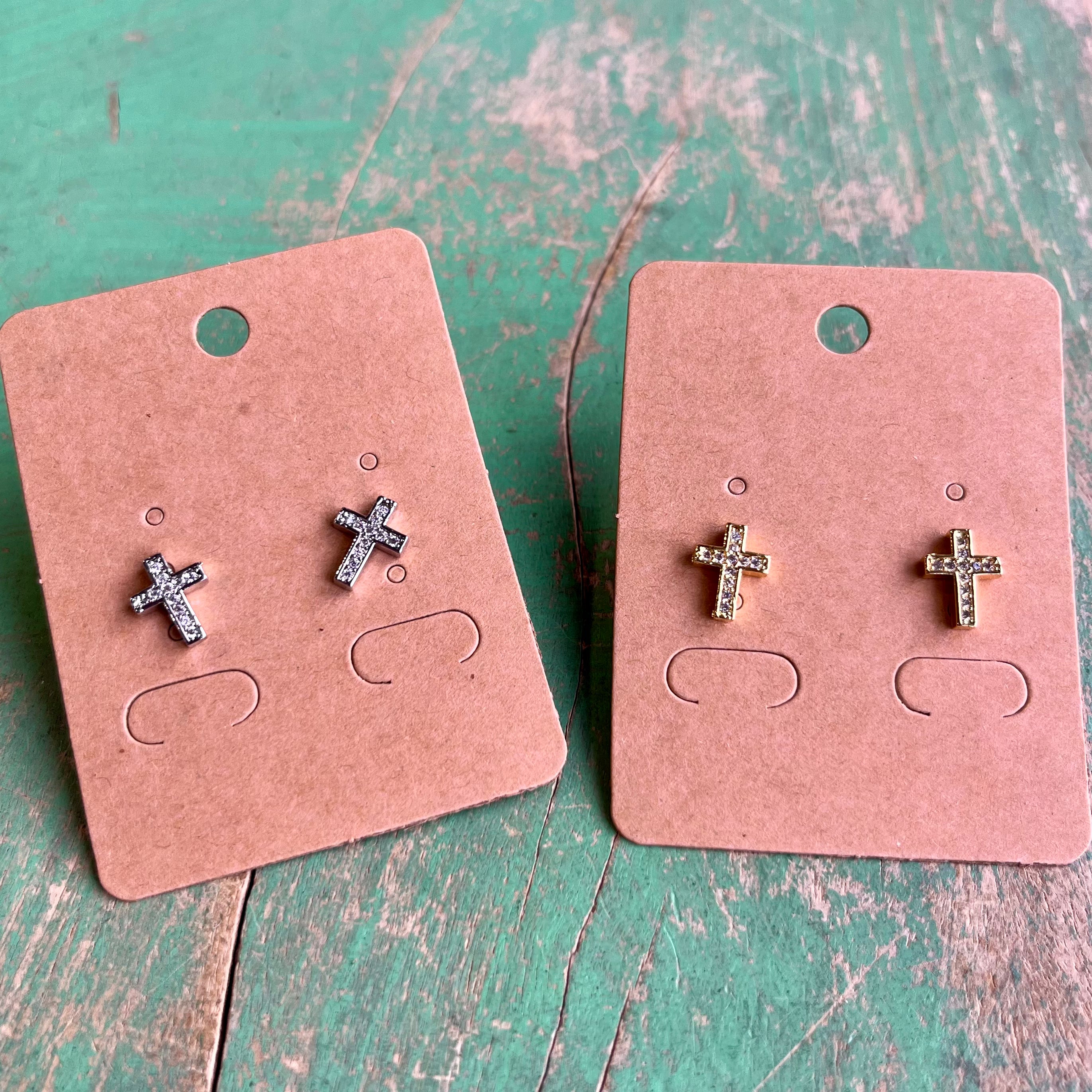 Small CZ Cross Earrings