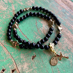 Rosary Wrap Bracelet with Gold Accents