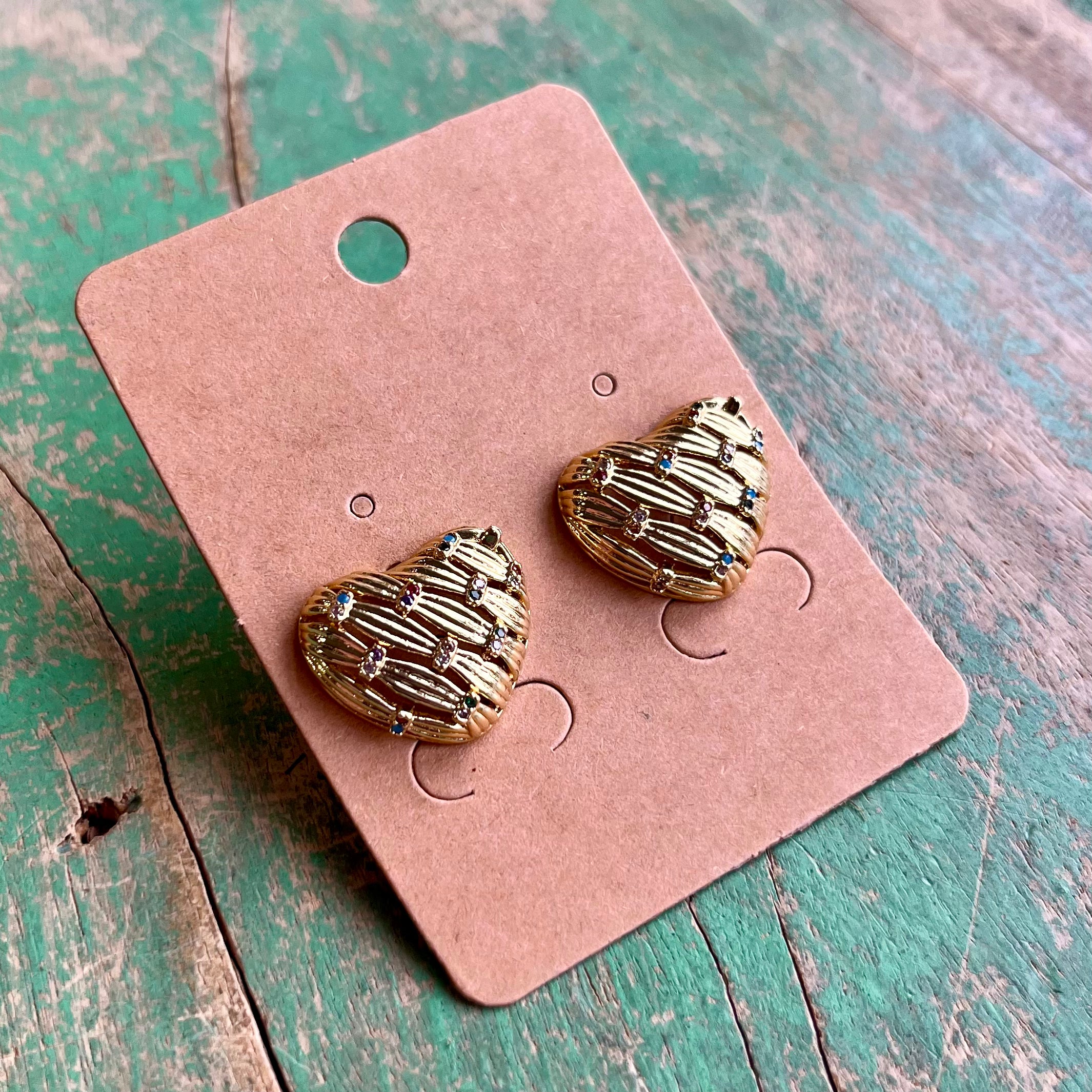 Basket Weave Heart Earrings