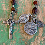 Wood Linked Decade Rosary with 3 Medals