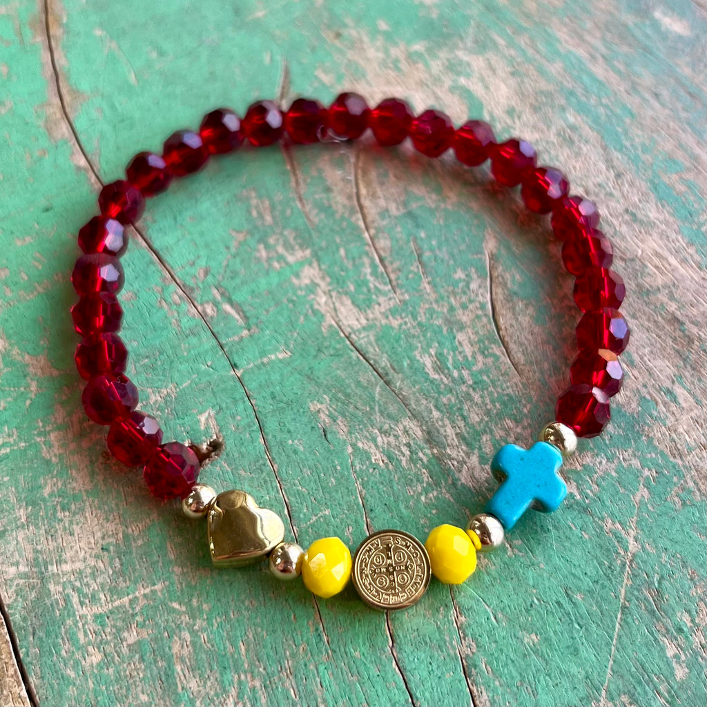 Red crystal St Benedict Bracelet