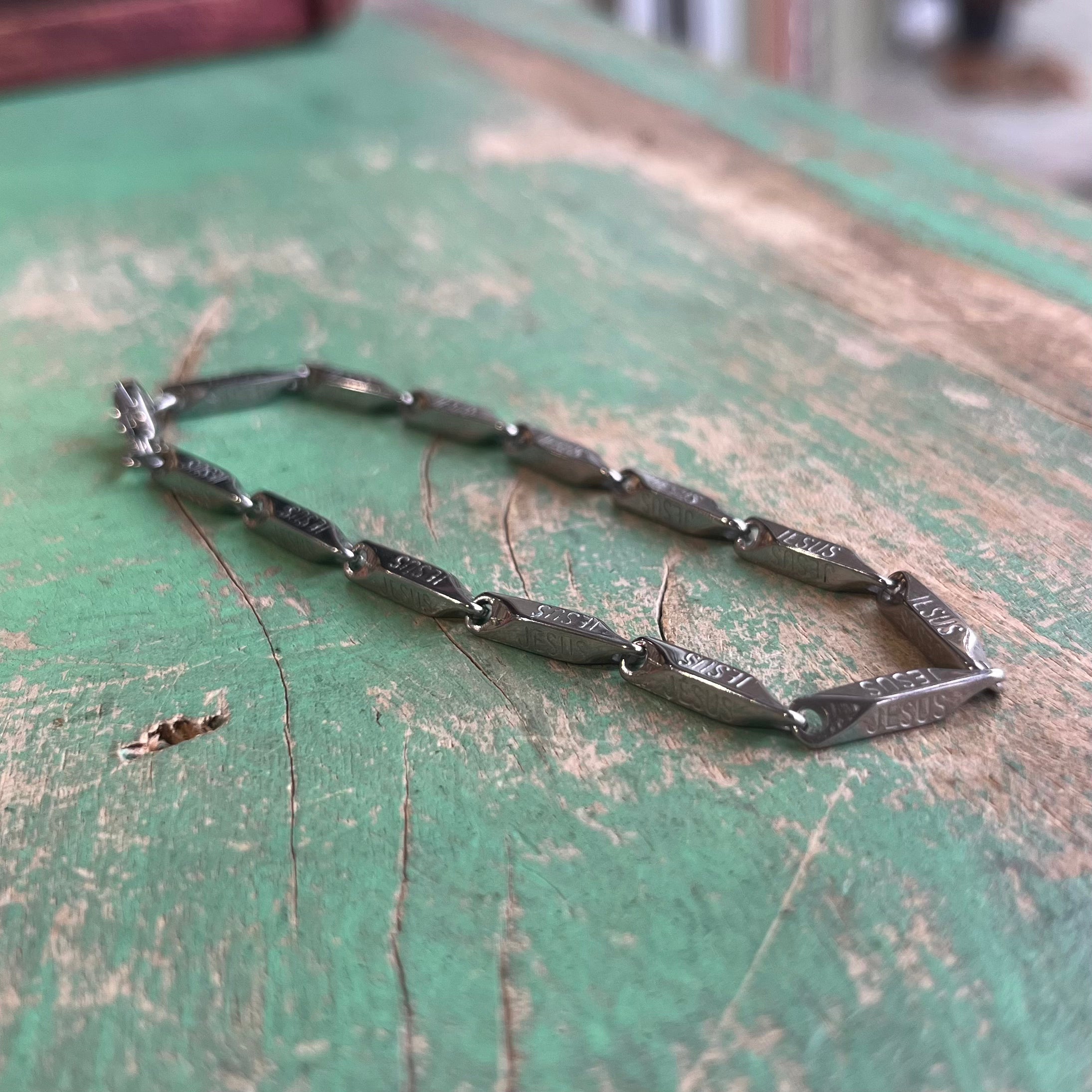 Stainless Steel JESUS linked bracelet