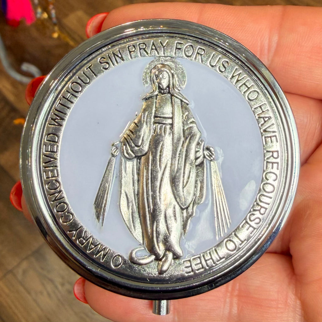 Metal Pyx Box - 2" With Sacred Images