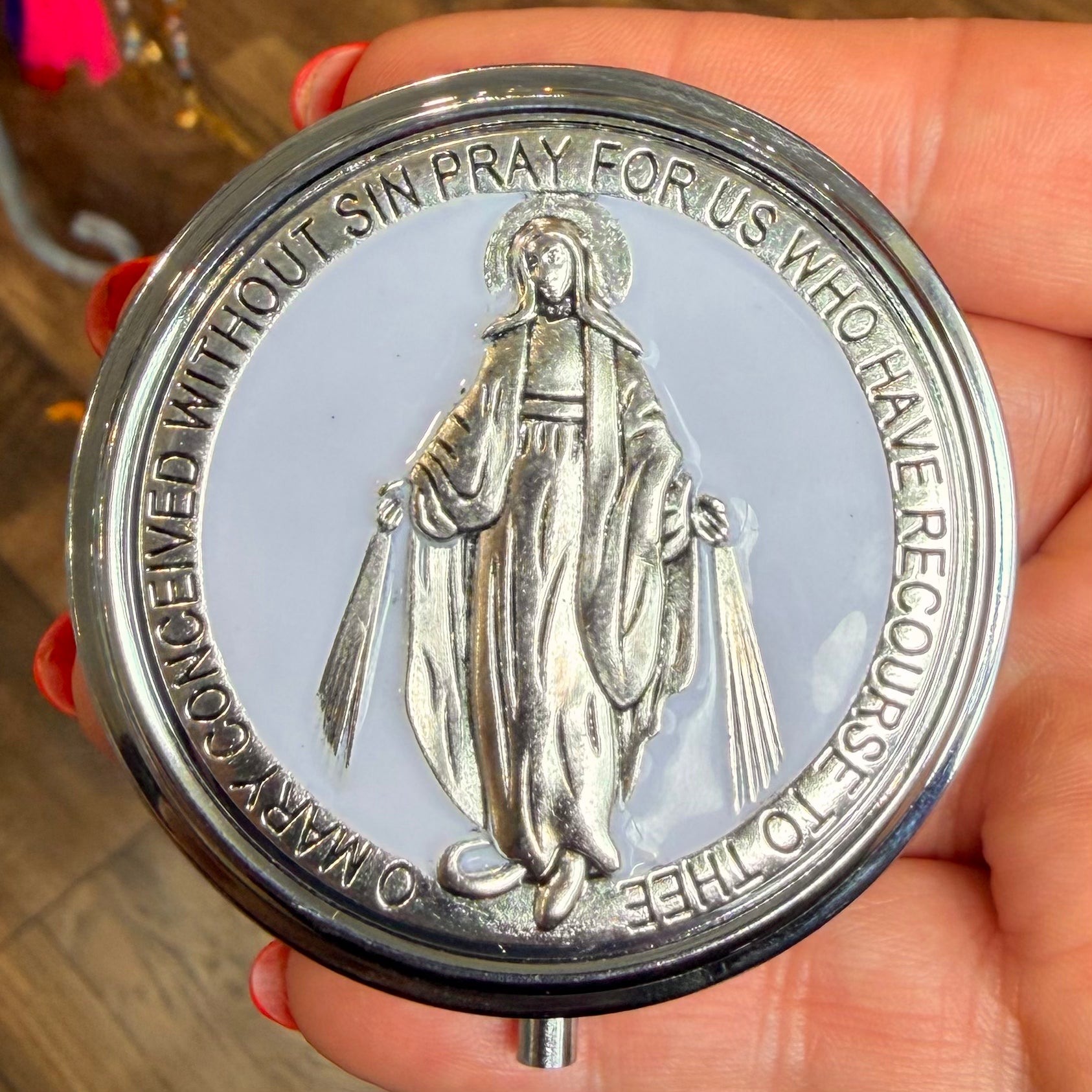 Metal Pyx Box - 2" With Sacred Images