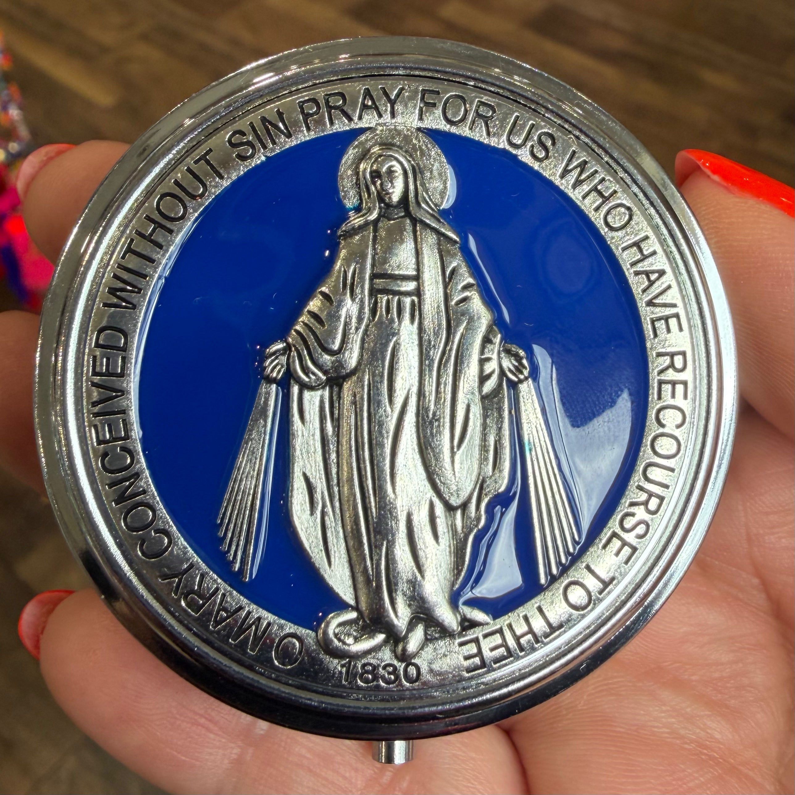 Metal Pyx Box - 2" With Sacred Images