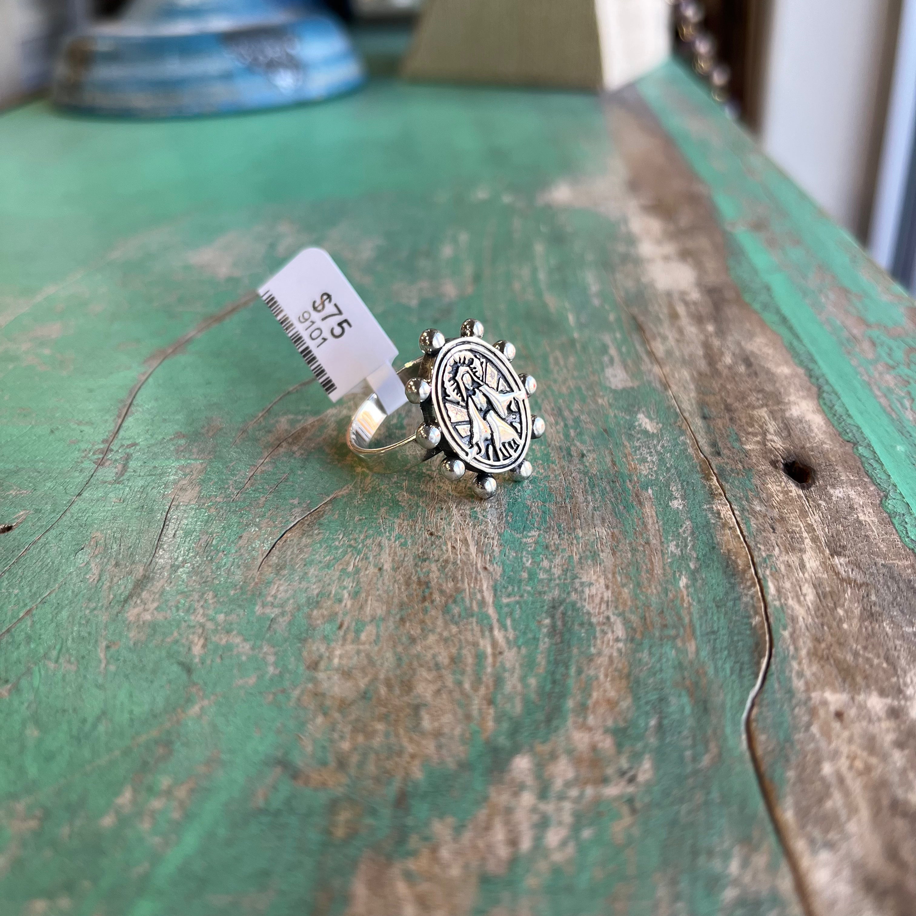Sterling Silver Miraculous Rosary Ring